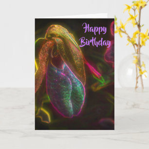 Lady Slipper Blume Fantasy Art Geburtstag Karte