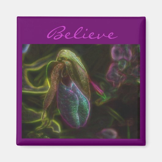 Lady Slipper Blume glauben Inspiration Magnet (Vorne)