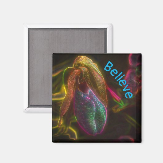 Lady Slipper Blume glauben Inspiration Magnet (Vorderseite/Rückseite)