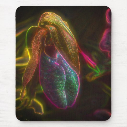 Lady Slipper Orchid Abstrakte Blume Art Mousepad (Vorne)