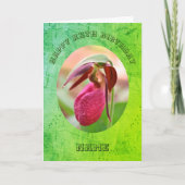 Lady Slipper Orchid Personalisiert Geburtstag Karte (Vorderseite)
