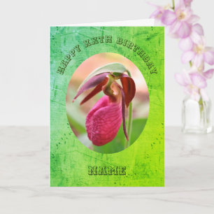 Lady Slipper Orchid Personalisiert Geburtstag  Karte