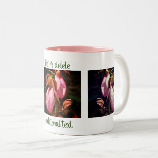 Lady Slipper Pair Flower Fotografie Personalisiert Zweifarbige Tasse (VorderseiteRechts)