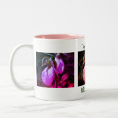 Lady Slipper Pair Flower Fotografie Personalisiert Zweifarbige Tasse (Links)