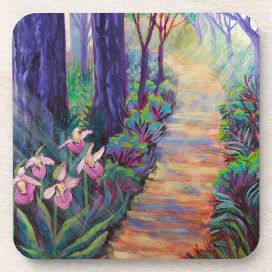 Lady Slippers auf dem Weg Untersetzer (Vorderseite)