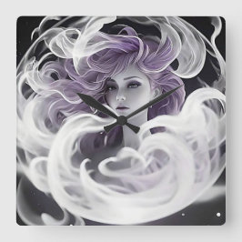 Lady Smoke Quadratische Wanduhr