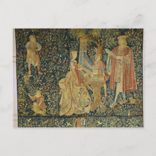 Lady spielt die portative Orgel aus Postkarte