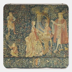 Lady spielt die portative Orgel aus Quadratischer Aufkleber