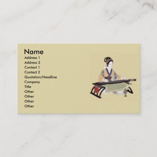 Lady spielt die Zither-Visitenkarte Visitenkarte (Vorderseite)