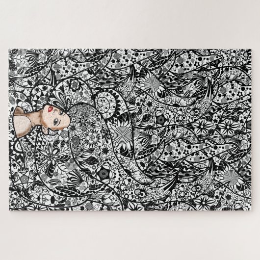 Lady Spring Puzzle - Blume Haarmädchen - Malerei (Horizontal)