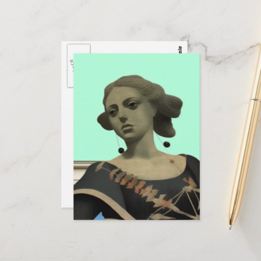 Lady Statue Postkarte (Vorderseite/Rückseite Beispiel)