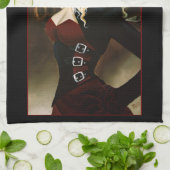 Lady Steampunk Viktorianisch Red Geschirrtuch (Gefaltet)