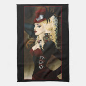 Lady Steampunk Viktorianisch Red Geschirrtuch (Vertikal)