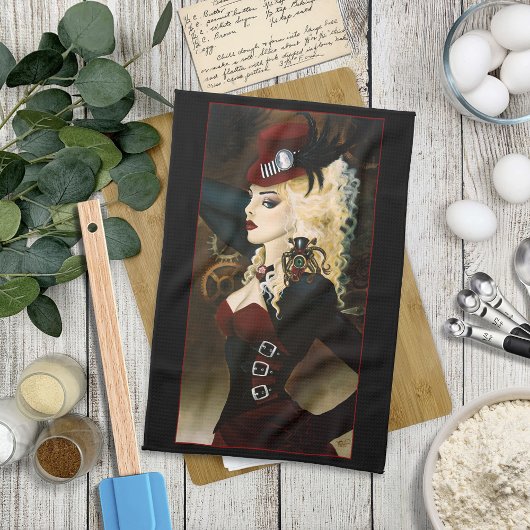 Lady Steampunk Viktorianisch Red Geschirrtuch