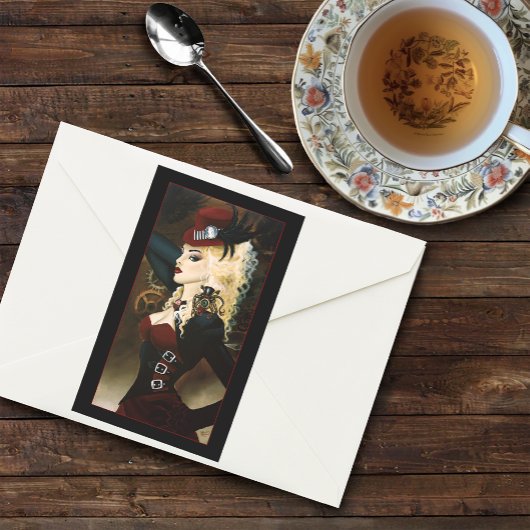 Lady Steampunk Viktorianisch Red Rechteckiger Aufkleber