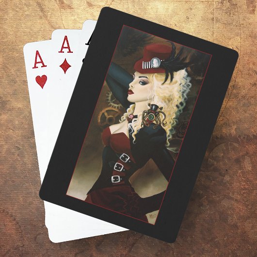 Lady Steampunk Viktorianisch Red Spielkarten