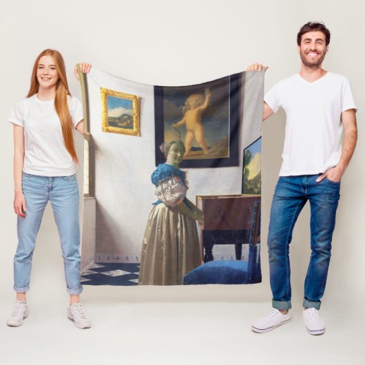 Lady Stehend in einer Jungfrau, Johannes Vermeer Fleecedecke (Beispiel)
