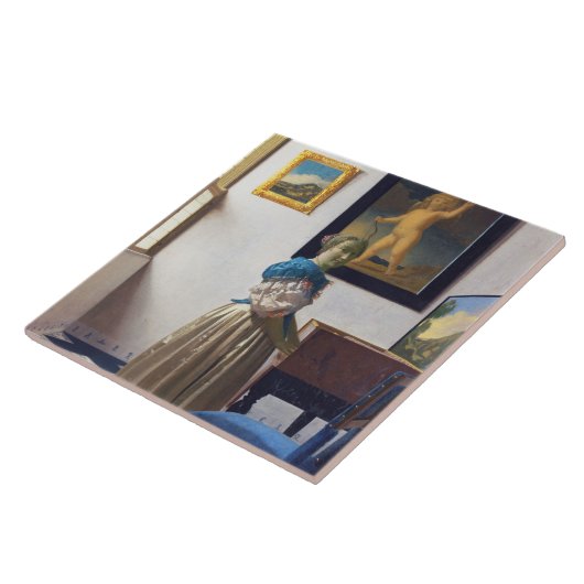 Lady Stehend in einer Jungfrau, Johannes Vermeer Fliese (Seite)