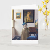 Lady Stehend in einer Jungfrau, Johannes Vermeer Karte (Gelbe Blume)