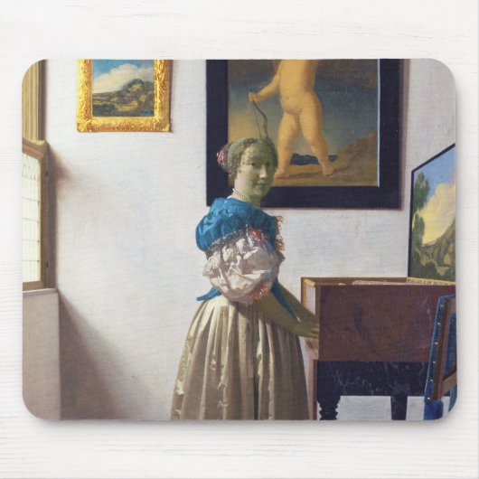 Lady Stehend in einer Jungfrau, Johannes Vermeer Mousepad (Vorne)