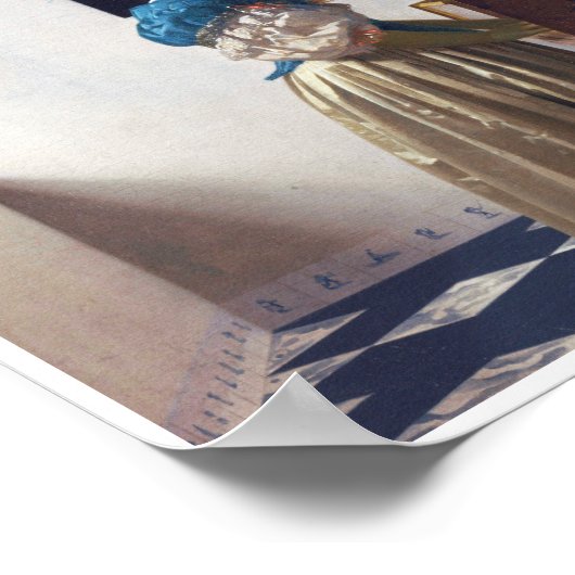 Lady Stehend in einer Jungfrau, Johannes Vermeer Poster (Ecke)