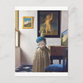 Lady Stehend in einer Jungfrau, Johannes Vermeer Postkarte (Vorderseite)