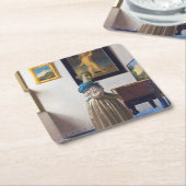 Lady Stehend in einer Jungfrau, Johannes Vermeer Rechteckiger Pappuntersetzer (angewinkelt)