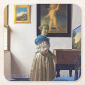 Lady Stehend in einer Jungfrau, Johannes Vermeer Rechteckiger Pappuntersetzer (Vorderseite)
