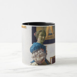 Lady Stehend in einer Jungfrau, Johannes Vermeer Tasse