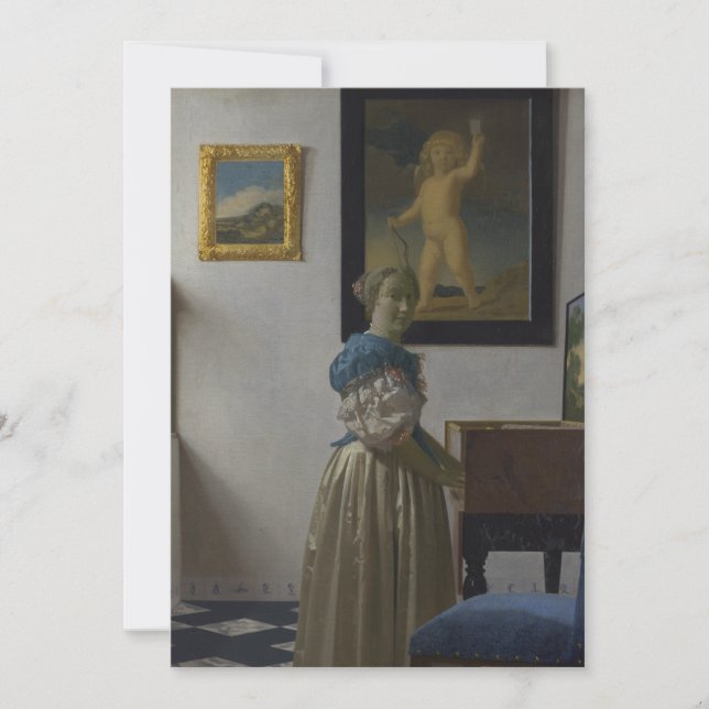 Lady Stehend in einer Jungfrau von Johannes Vermee (Vorderseite)