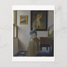Lady Stehend in einer Jungfrau von Johannes Vermee Postkarte