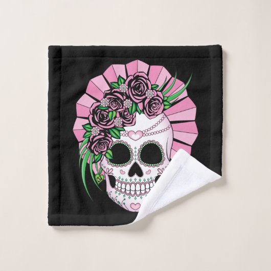 Lady Sugar Skull Badhandtuch Set (Waschlappen)