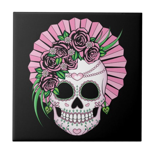 Lady Sugar Skull Fliese (Vorderseite)