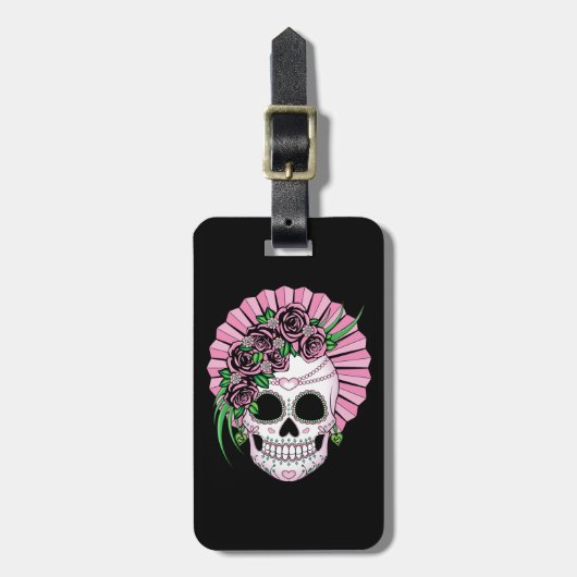 Lady Sugar Skull Gepäckanhänger (Vorderseite vertikal)
