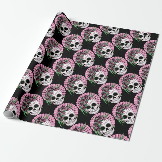 Lady Sugar Skull Geschenkpapier (Ungerollt)