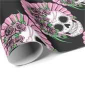 Lady Sugar Skull Geschenkpapier (Rolleneckpunkt)