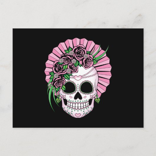 Lady Sugar Skull Postkarte (Vorderseite)