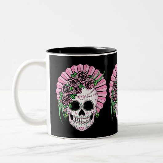 Lady Sugar Skull Zweifarbige Tasse (Links)
