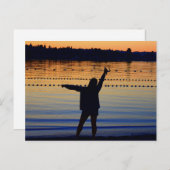 lady sunset silhouette postkarte (Vorne/Hinten)