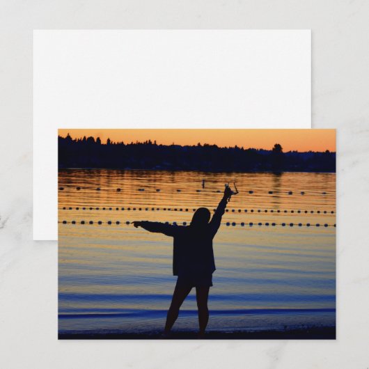 lady sunset silhouette postkarte (Vorne/Hinten)