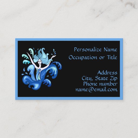 Lady Surrounded by Splashing Water Illustration Visitenkarte (Vorderseite)