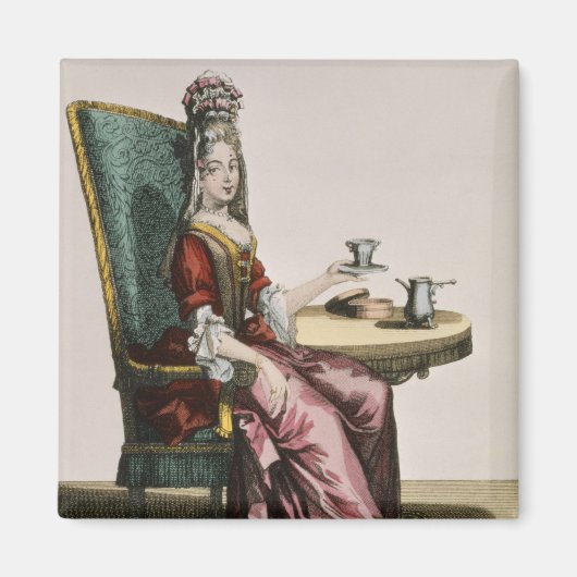 Lady take Coffee, fashion plate, c.1695 (engravi Magnet (Vorne)