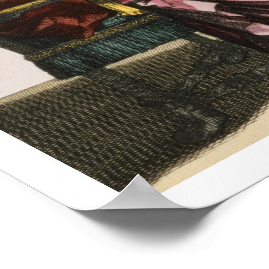 Lady take Coffee, fashion plate, c.1695 (engravi Poster (Ecke)