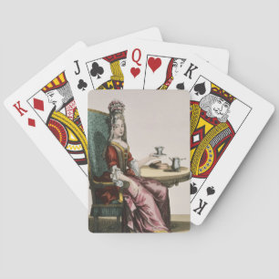 Lady Taking Coffee, fashion plate, c.1695 (engravi Spielkarten