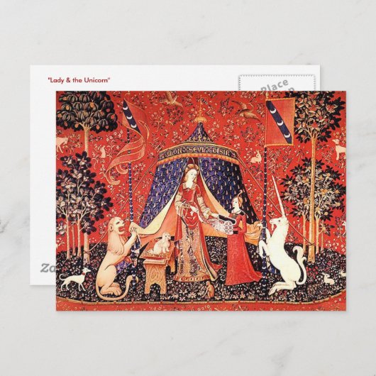 "Lady & the Unicorn" Postkarte (Vorne/Hinten)
