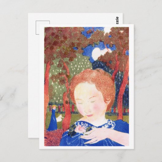 Lady Touching the Corsage, Maurice Denis Postkarte (Vorne/Hinten)