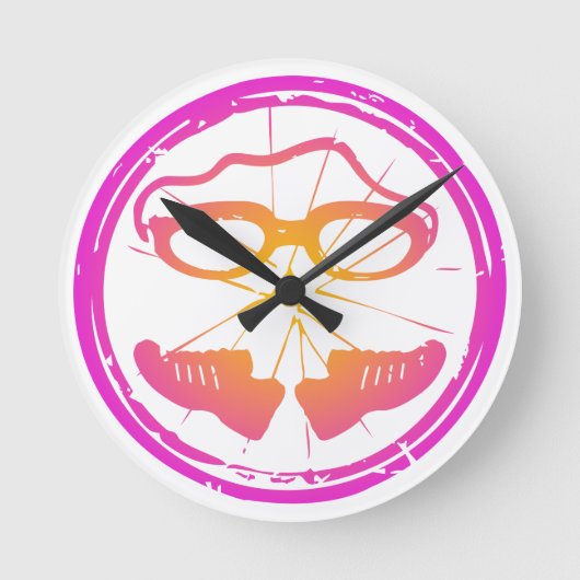 Lady Triathlon Runde Wanduhr (Vorderseite)