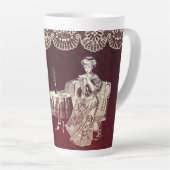 Lady trinkt Tee Milchtasse (Rechte Ecke)