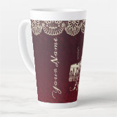 Lady trinkt Tee Milchtasse (Linke Ecke)