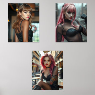 Lady Triptychon Bilderwand Sets